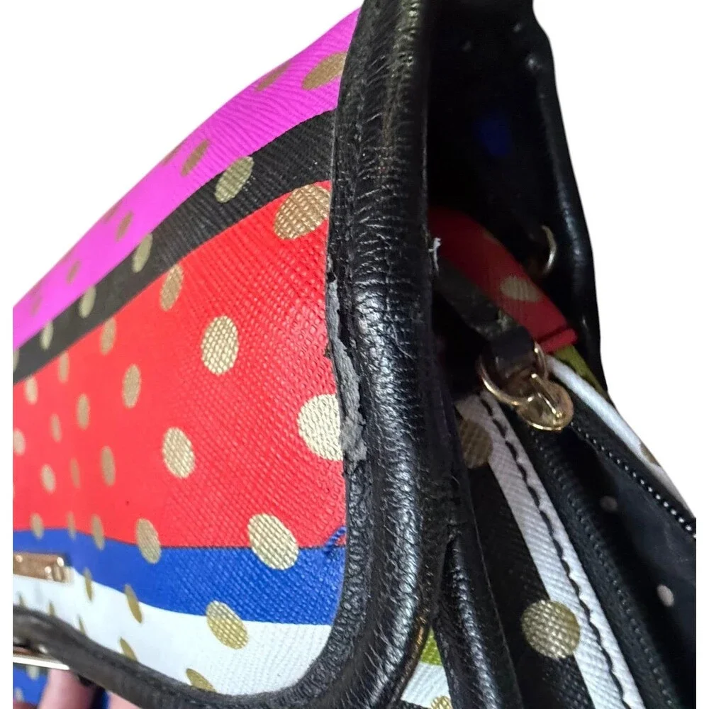 Stella & Dot Hanging Travel Cosmetic Bag - Colorful Polka Dot Stripe